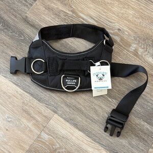 Pug Life Black Dog Harness NWT